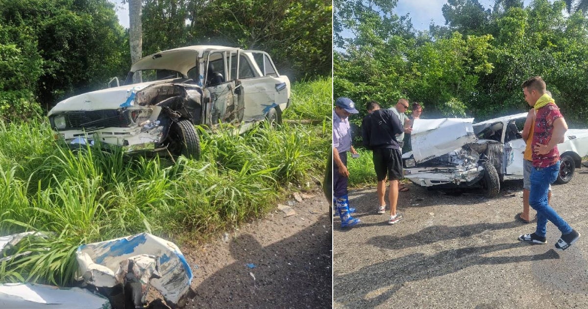 Two Moskvitch Cars Collide Head-On on Cuba's Central Highway