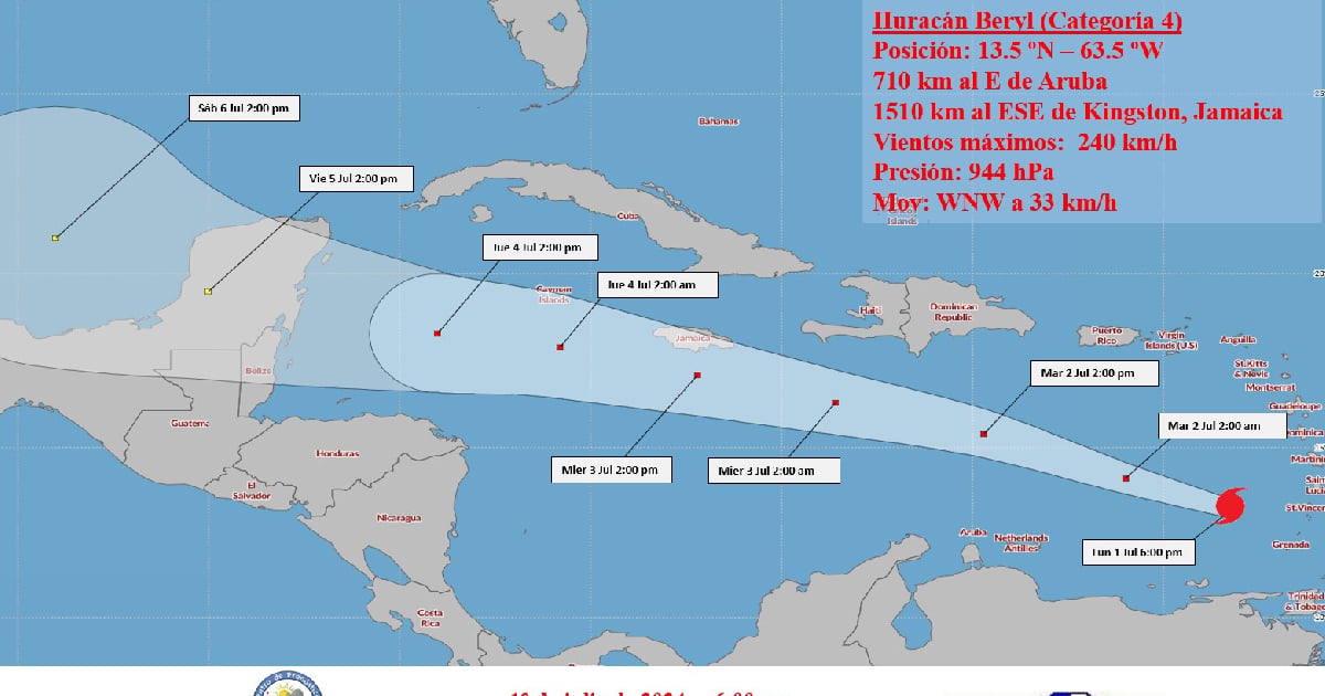 Hurricane Beryl Remains a Category 4 Storm, Moves Through Eastern Caribbean Waters