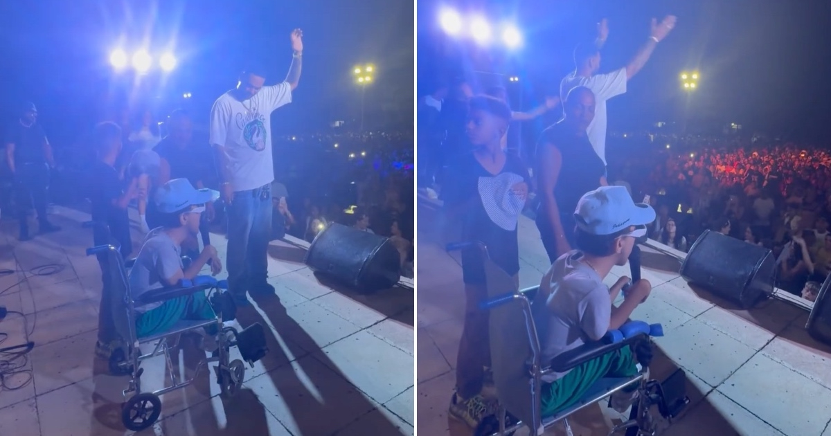 Young man in a wheelchair steals the show at the Charly & Johayron concert