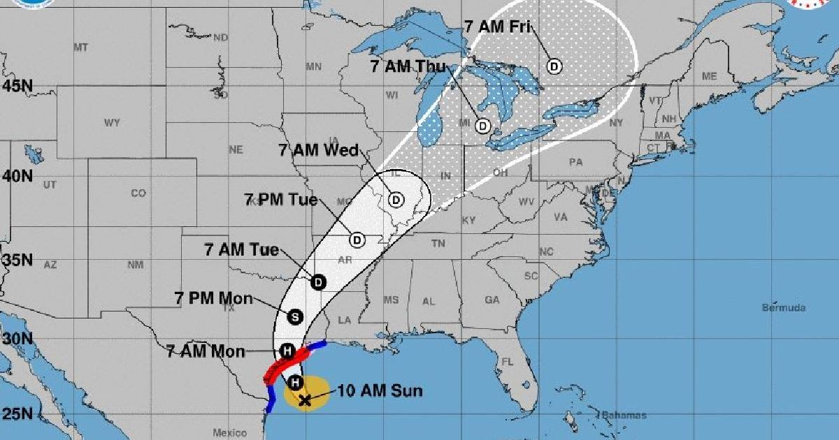 Posible trayectoria de Beryl en Estados Unidos © X/NOOA