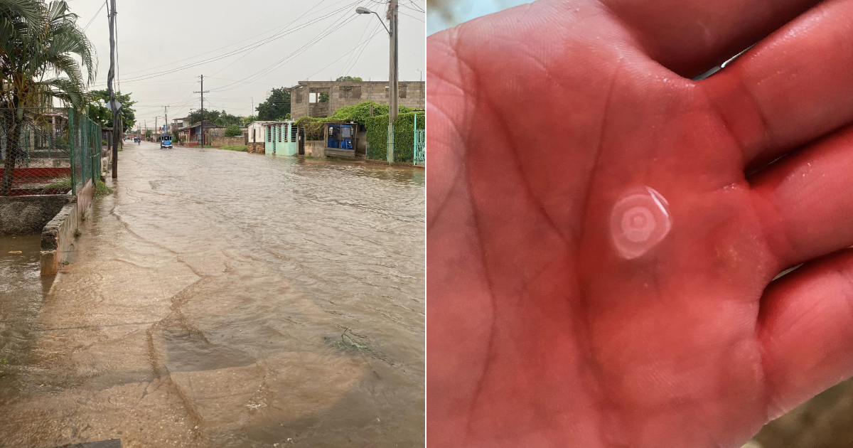 Tormenta severa en Güira de Melena © Collage de Facebook/Raydel Ruisánchez