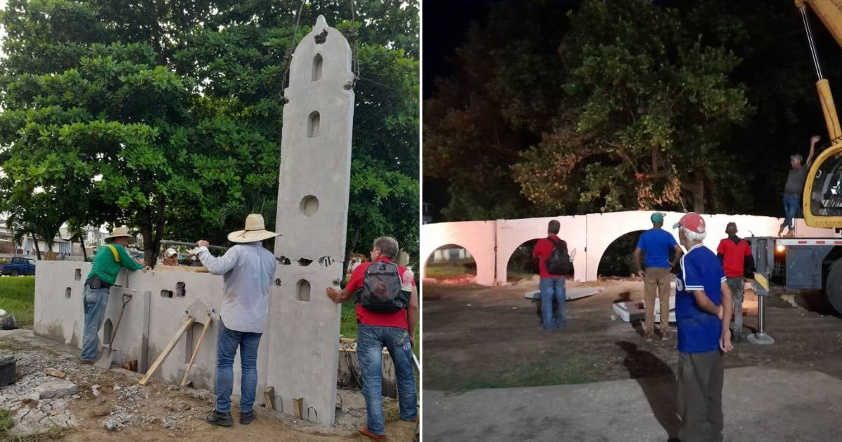 Gobierno de Sancti Spíritus construye nuevo adorno en la entrada a la ciudad © Collage Facebook / Radio Sancti Spíritus