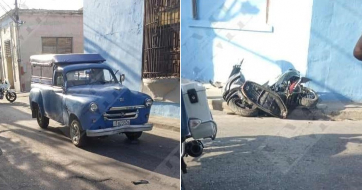 Taxi Collides with Motorcycle in Santiago de Cuba