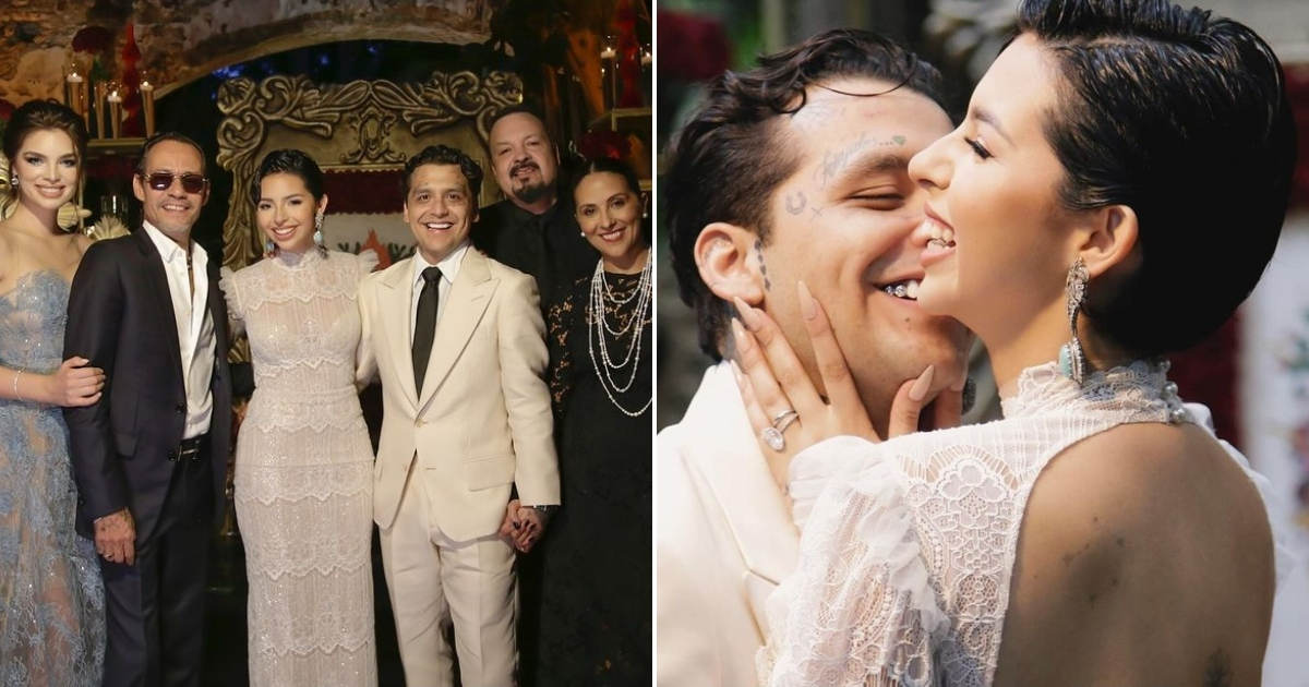 Christian Nodal and Ángela Aguilar Share Intimate Wedding Photos with Marc Anthony as Witness