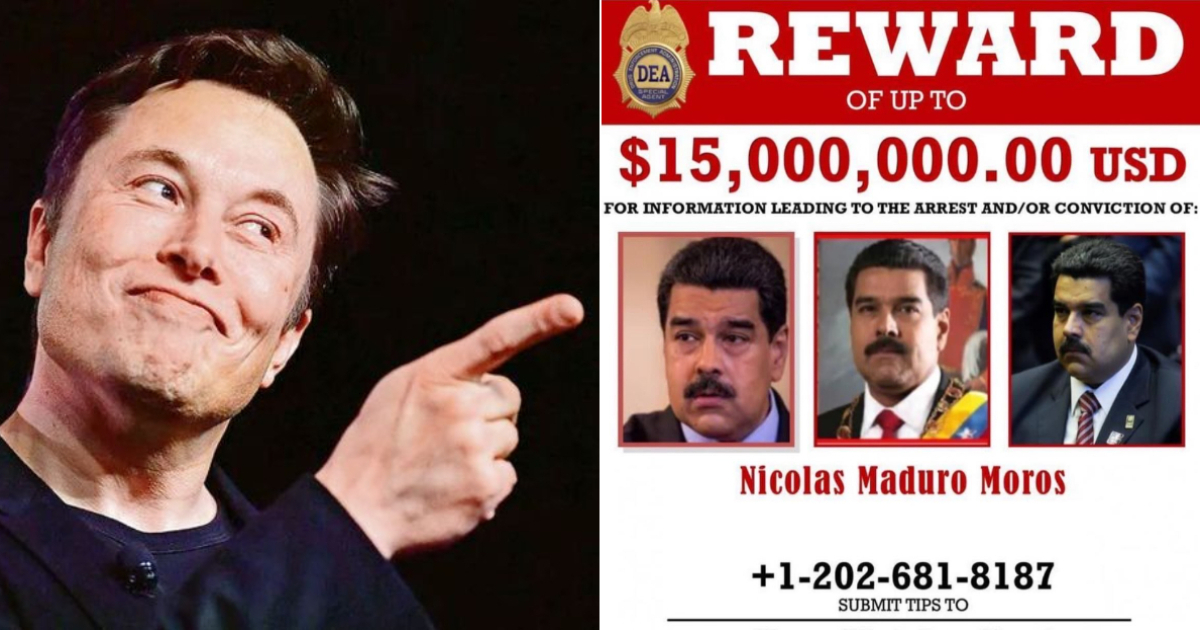 Elon Musk intensifica su enfrentamiento con Maduro, llamándolo drogadicto y recordando recompensa de la DEA