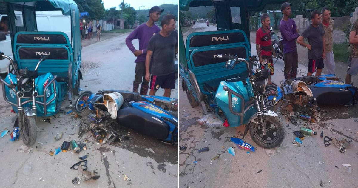 Conductores lesionados tras colisión entre moto y triciclo eléctrico en Holguín