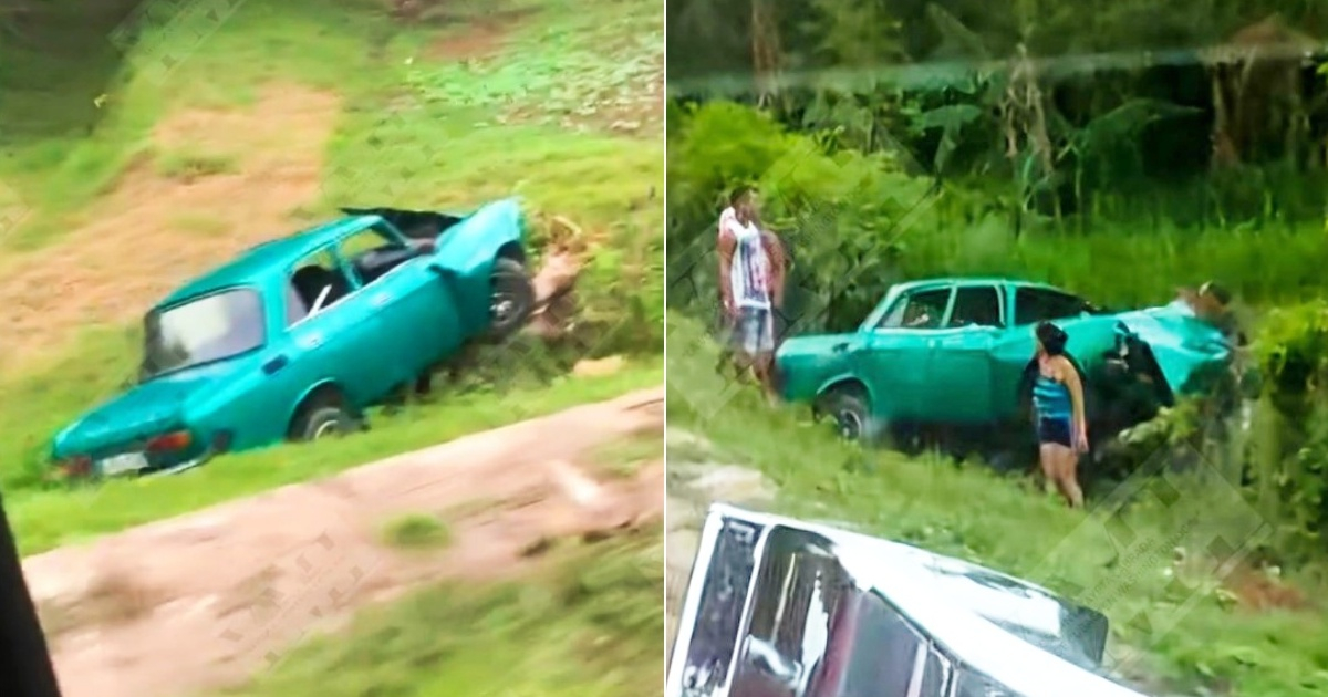 Car Crash in Santiago de Cuba: Moskvitch Veers Off Road and Hits Fence