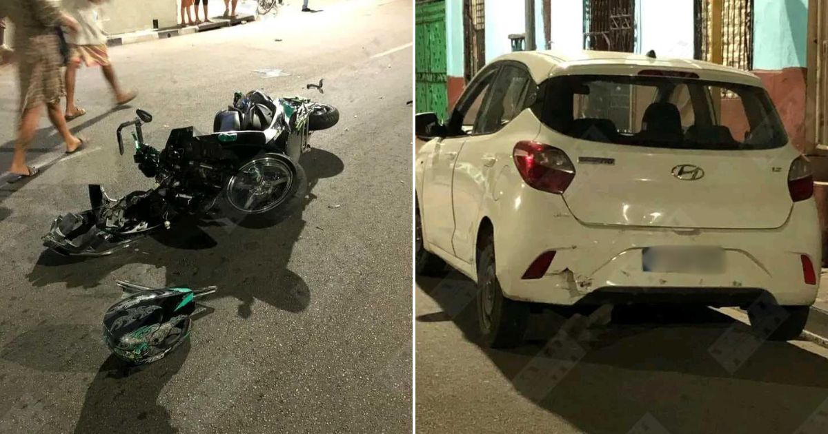 Accidente en Santiago de Cuba: vehículo de turismo colisiona con motor eléctrico y auxilia a herido