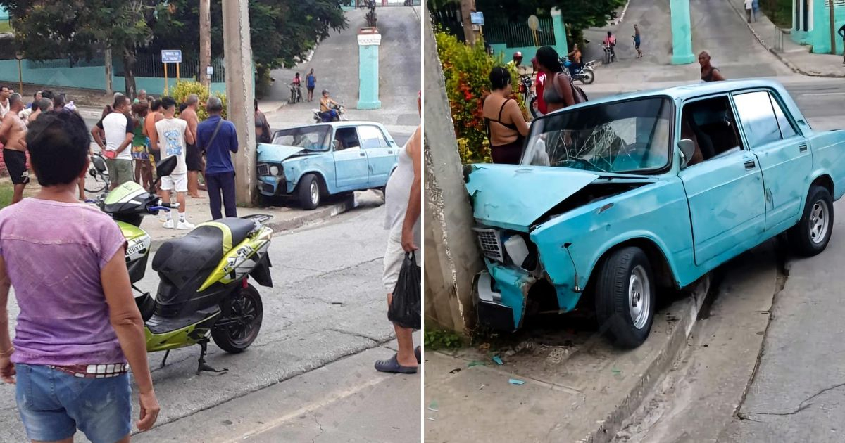 Suspected Drunk Driver Crashes into Utility Pole in Santiago de Cuba with Minors Onboard