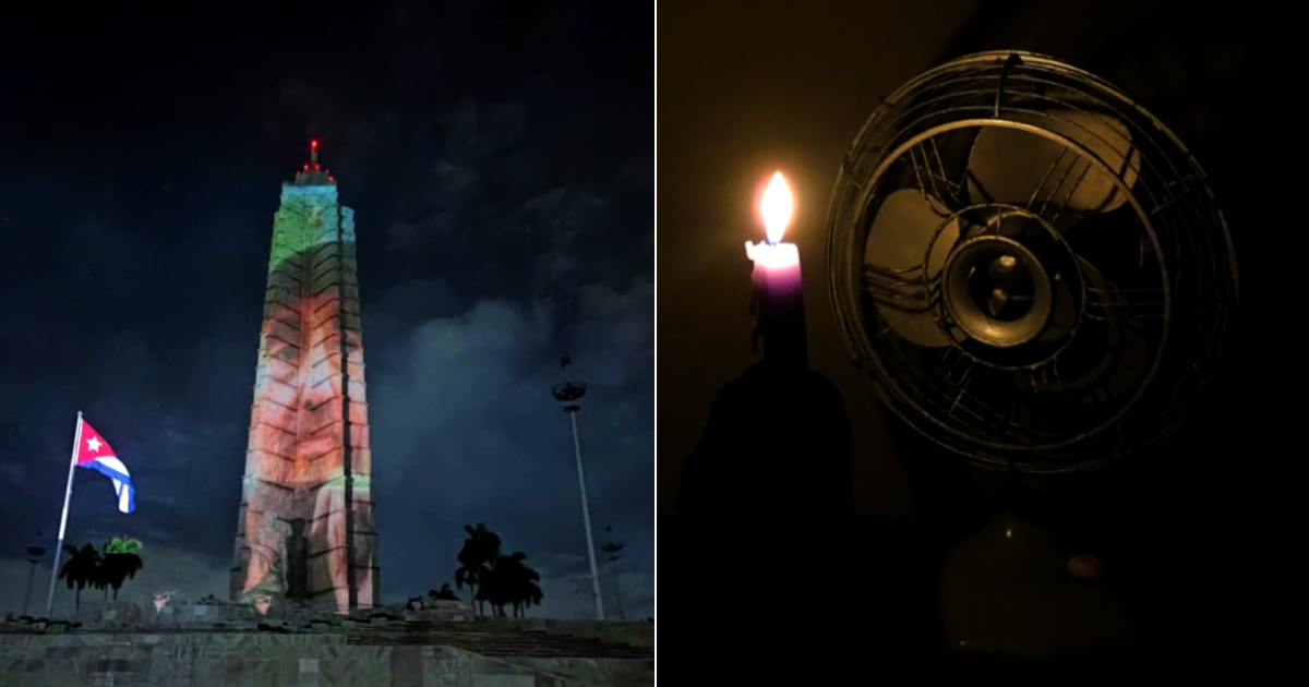 Cuban Power Company Announces Blackouts While Regime Projects Fidel's Image in Havana Plaza