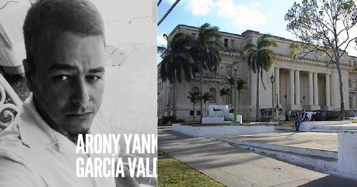 Aroni Yanko García Valdés y sede del Tribunal Pro­vincial Popular de Villa Clara. © X/Cubalex y Periódico Granma