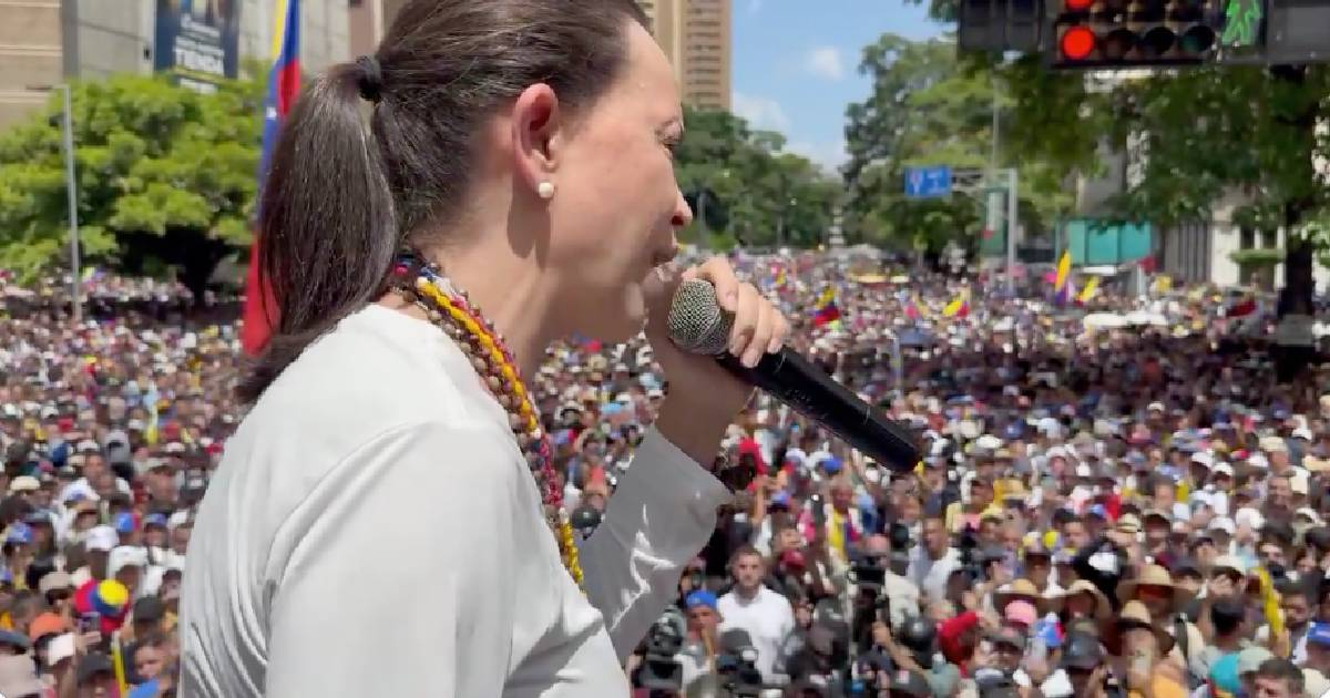 María Corina Machado en la protesta de este sábado en Caracas © X/Cmnd Venezuela