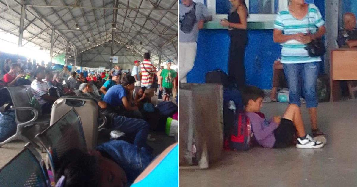 Stranded travelers have to sleep on the floor of the terminal in Havana for six days