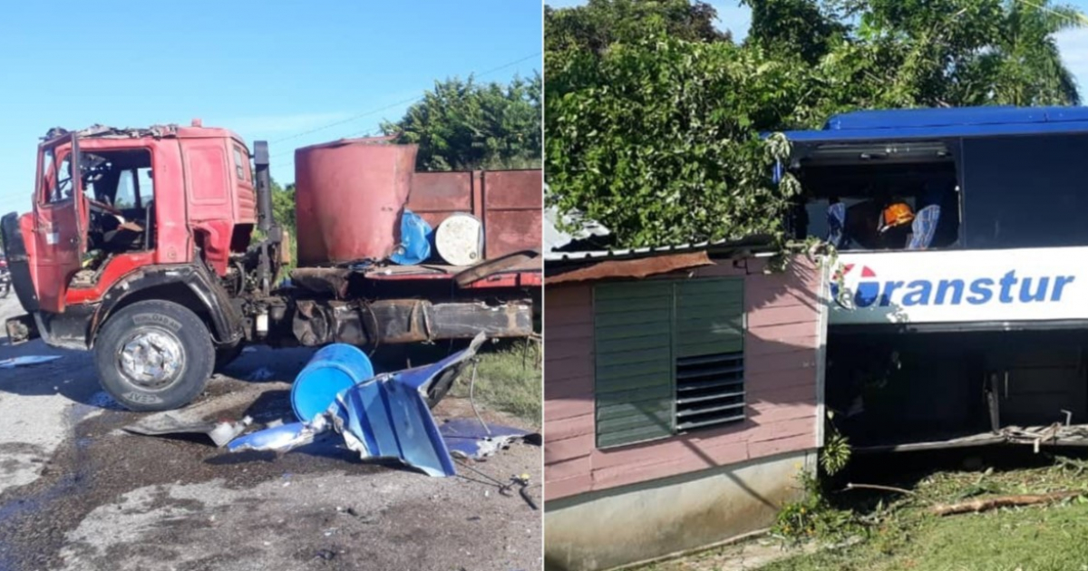 Rastra y ómnibus accidentados en Santiago de Cuba © Gobierno Provincial de Santiago de Cuba