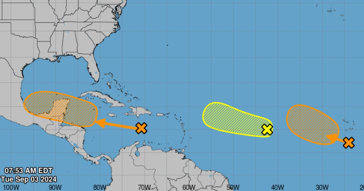 Las tres ondas tropicales © NHC