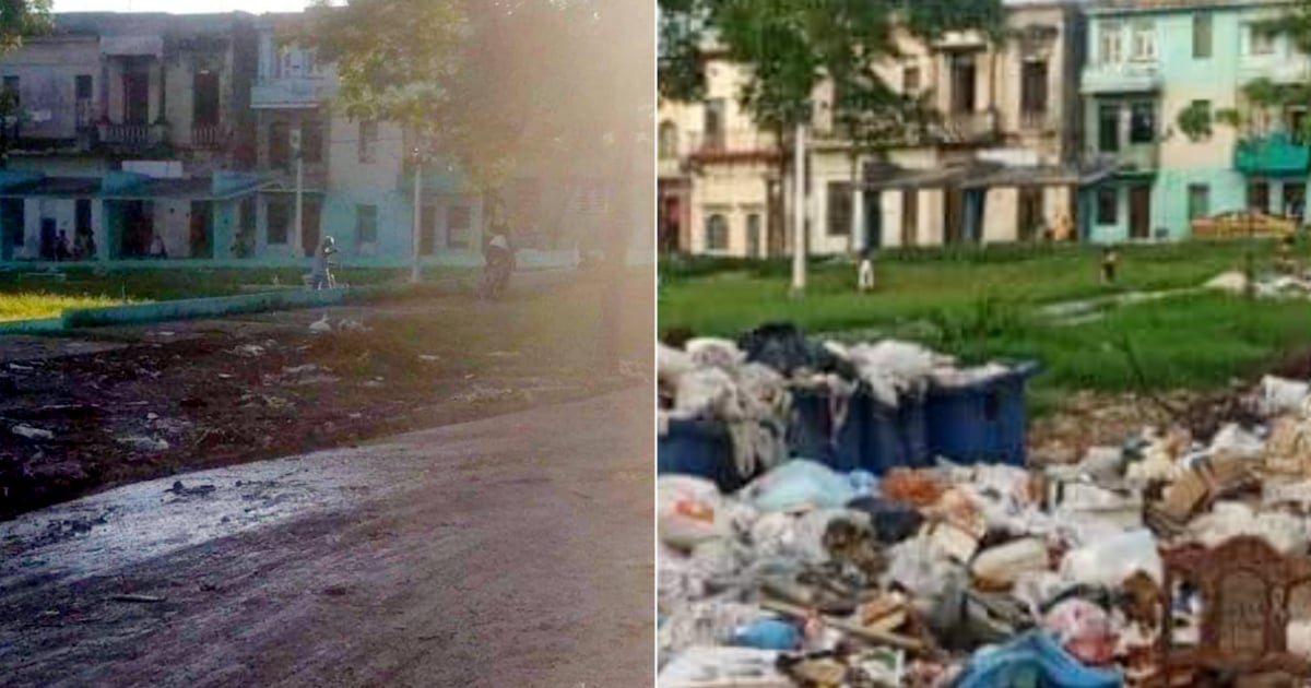 Parque de Luyanó (después y antes de la recogida de basuras) © Facebook / Edmundo Dantés Junior