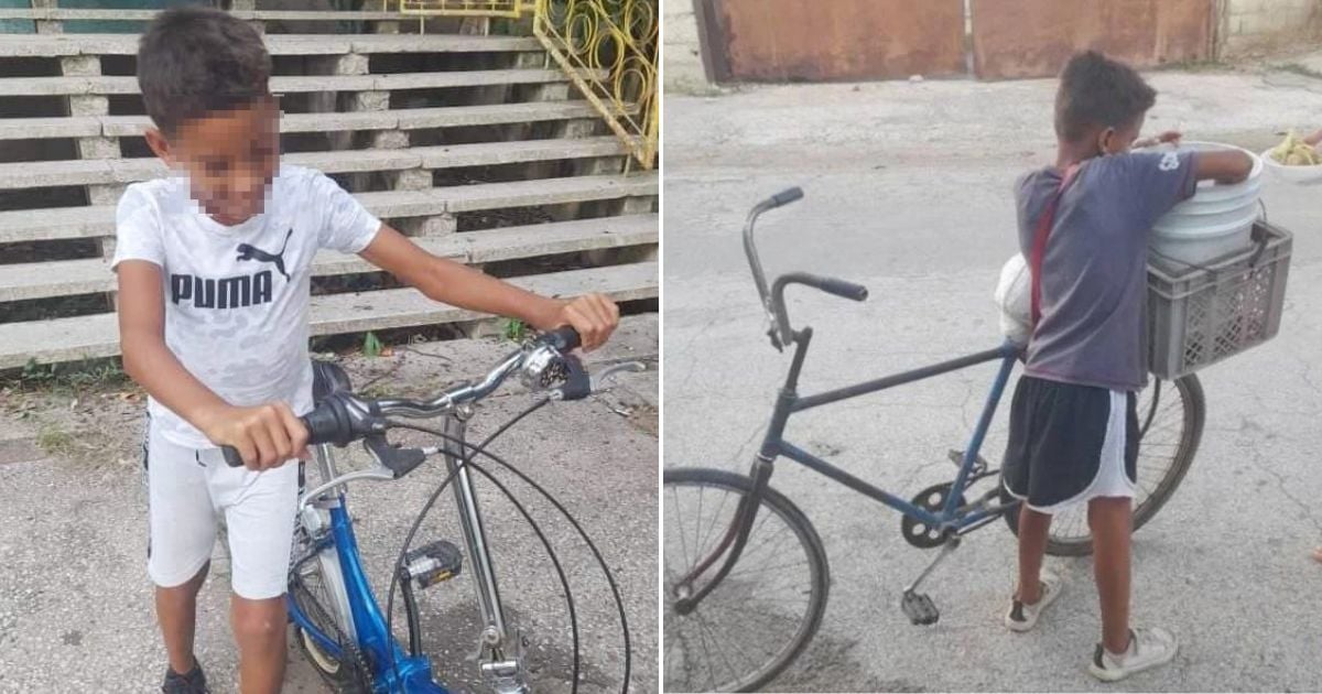 Titingo, el niño que vendía tamales en Camagüey, tiene bicicleta nueva © Collage Facebook / Edmundo Dantés y José Luis Tan Estrada