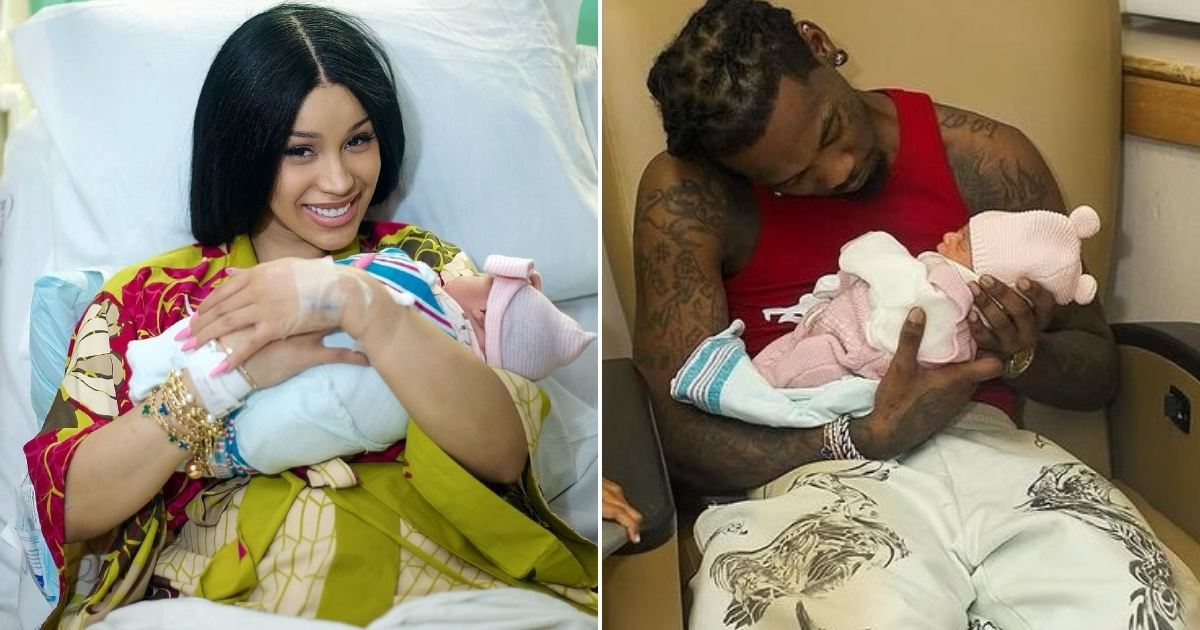 Cardi B y Offset con su bebé recién nacida © Instagram / Cardi B 