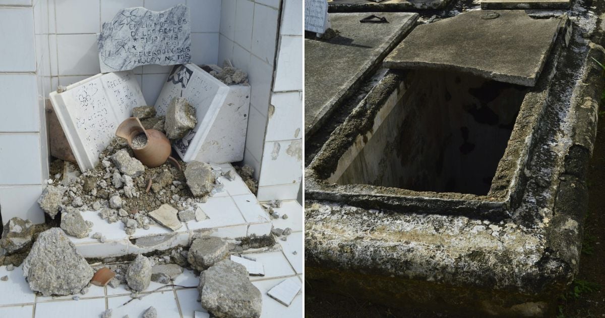 Desidia y abandono en el cementerio de Camagüey © Collage Facebook / Memoria Cívica 