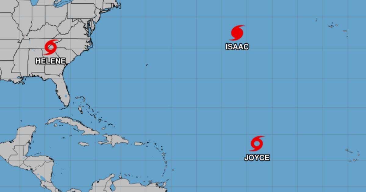 Tormenta tropical Joyce y huracán Isaac © NOAA