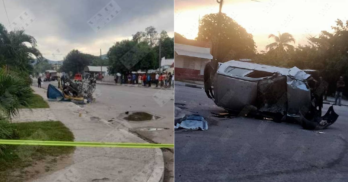 El carro chocó por detrás al coche; uno de los cocheros falleció en el lugar y el otro está grave © Facebook/Yosmany Mayeta Labrada