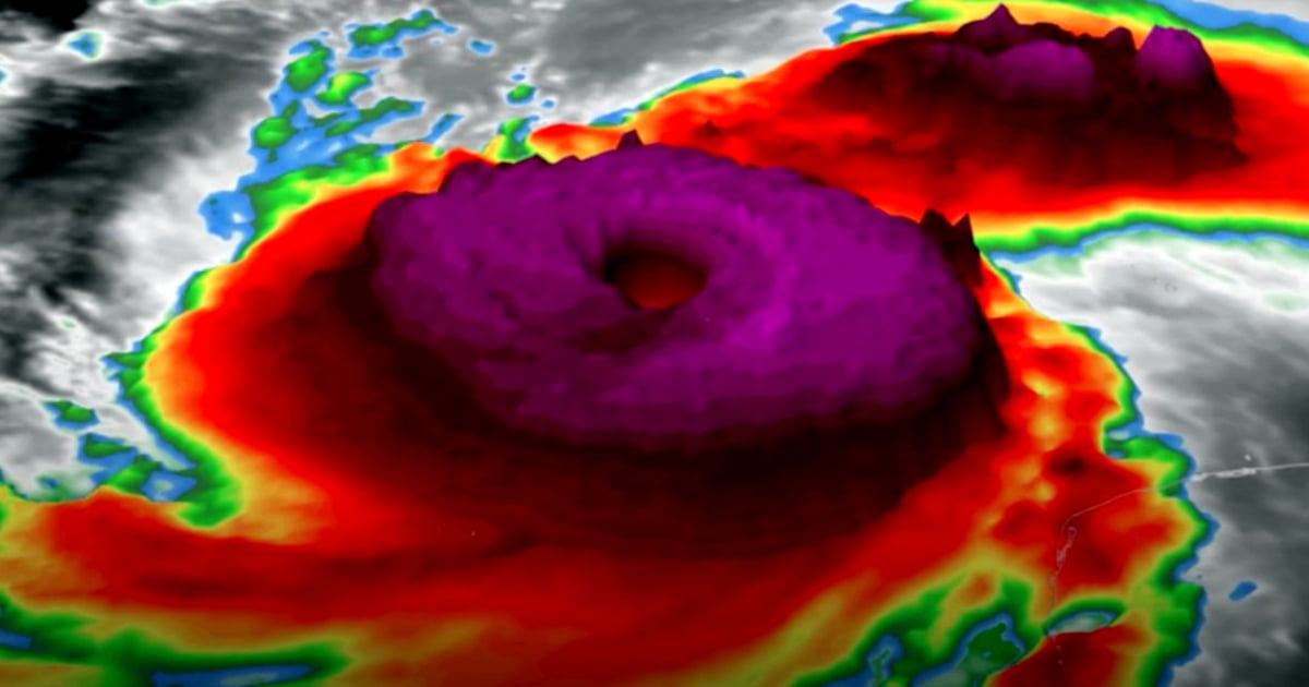 Modelo digital que representa la presión barométrica de Milton © Facebook / The Weather Channel