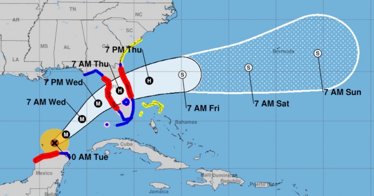 Cono de trayectoria probable del huracán Milton © NOAA