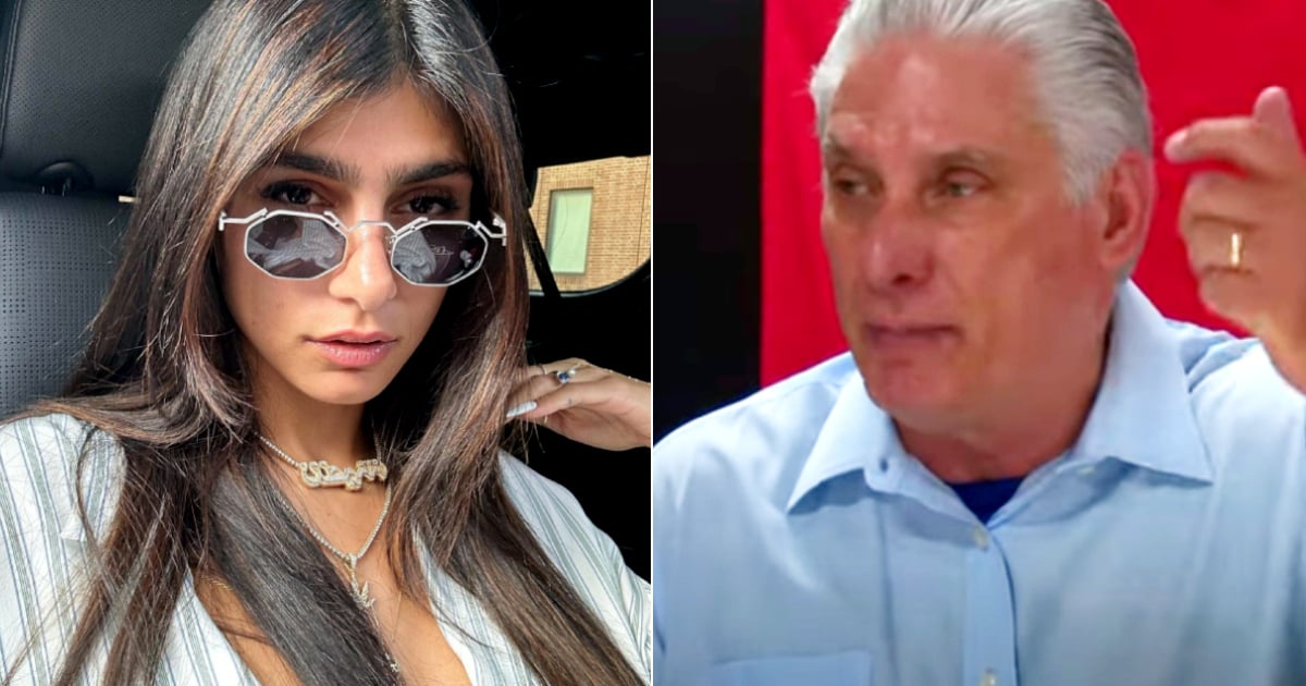 Mia Khalifa y Miguel Díaz-Canel © Instagram / Mia Khalifa - Captura de video / Canal Caribe