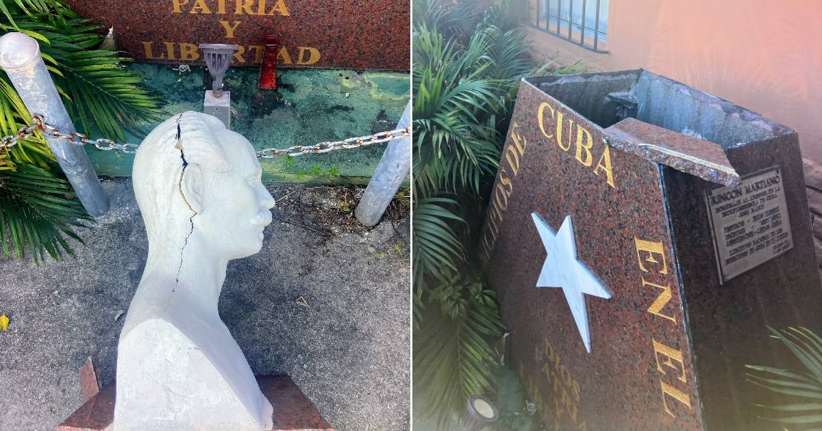 Estatua de Josè Martì vandalizada en Miami © Carlos Jimenez / X