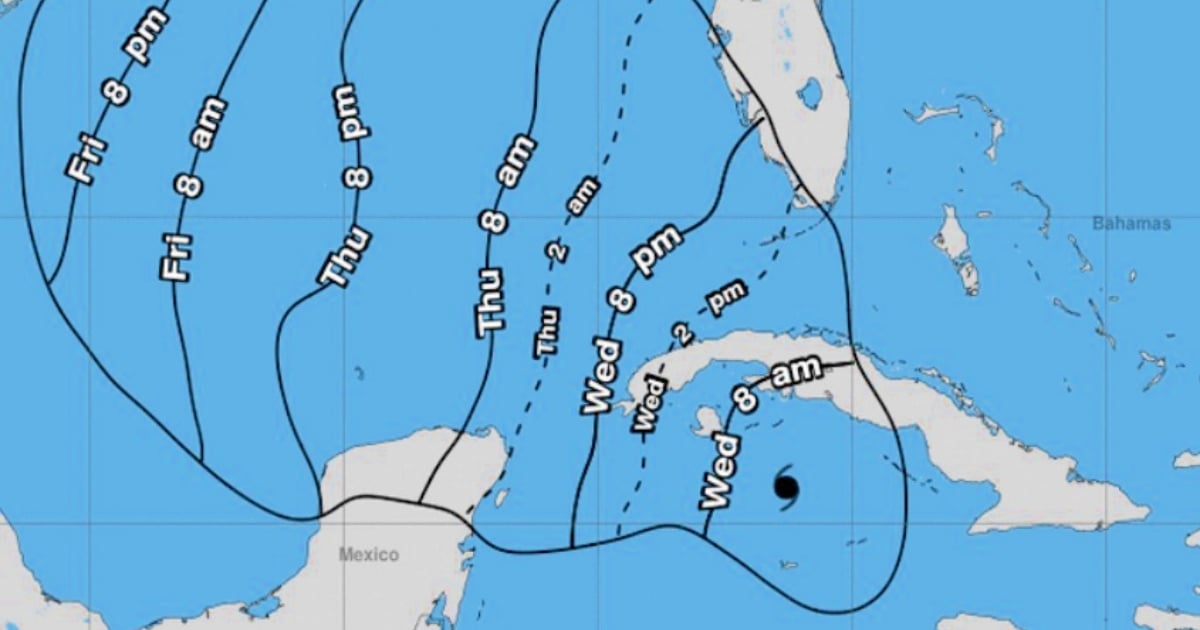 Previsión de la llegada de los vientos del huracán Rafael a territorio cubano © NOAA