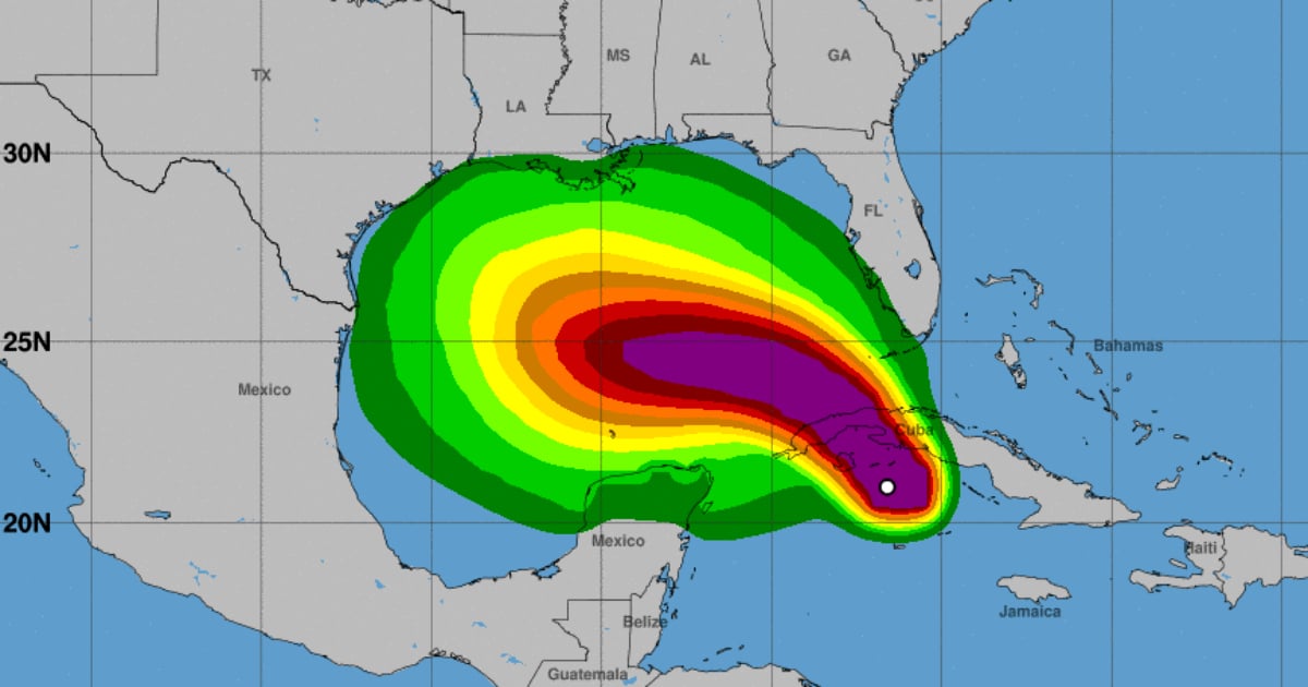 Mapa de vientos asociados al huracán Rafael © nhc.noaa.gov