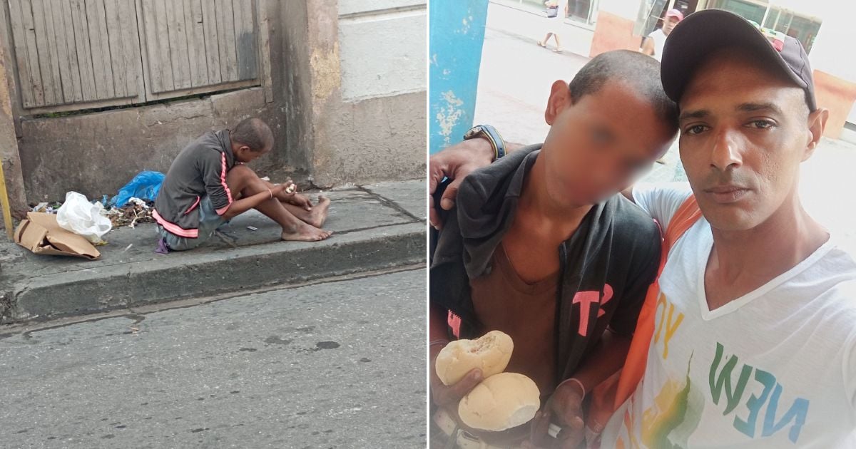 Activista halla a un niño buscando comida en la basura en Santiago de Cuba © Collage Facebook / Yasser Sosa Tamayo