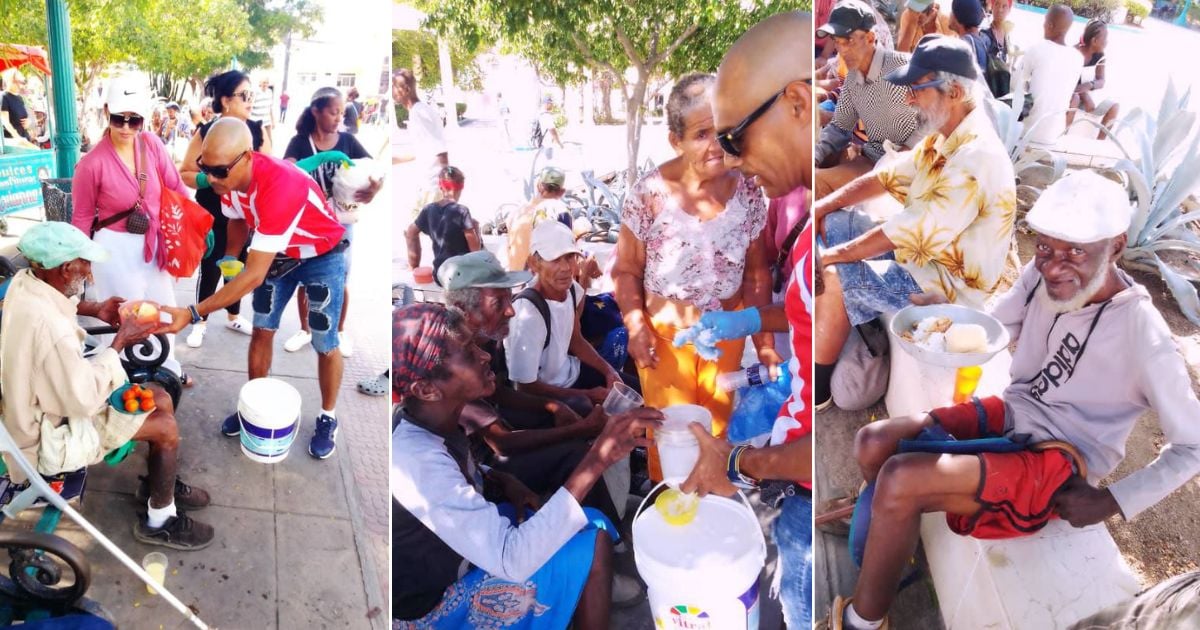 Activistas entregan comida a indigentes de Santiago de Cuba © Collage Facebook / Yasser Sosa Tamayo