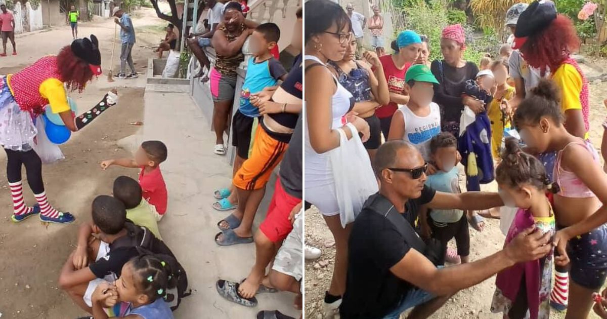 Activistas regalan un día de alegría a niños de un barrio humilde de Santiago de Cuba © Collage Facebook / Yasser Sosa Tamayo