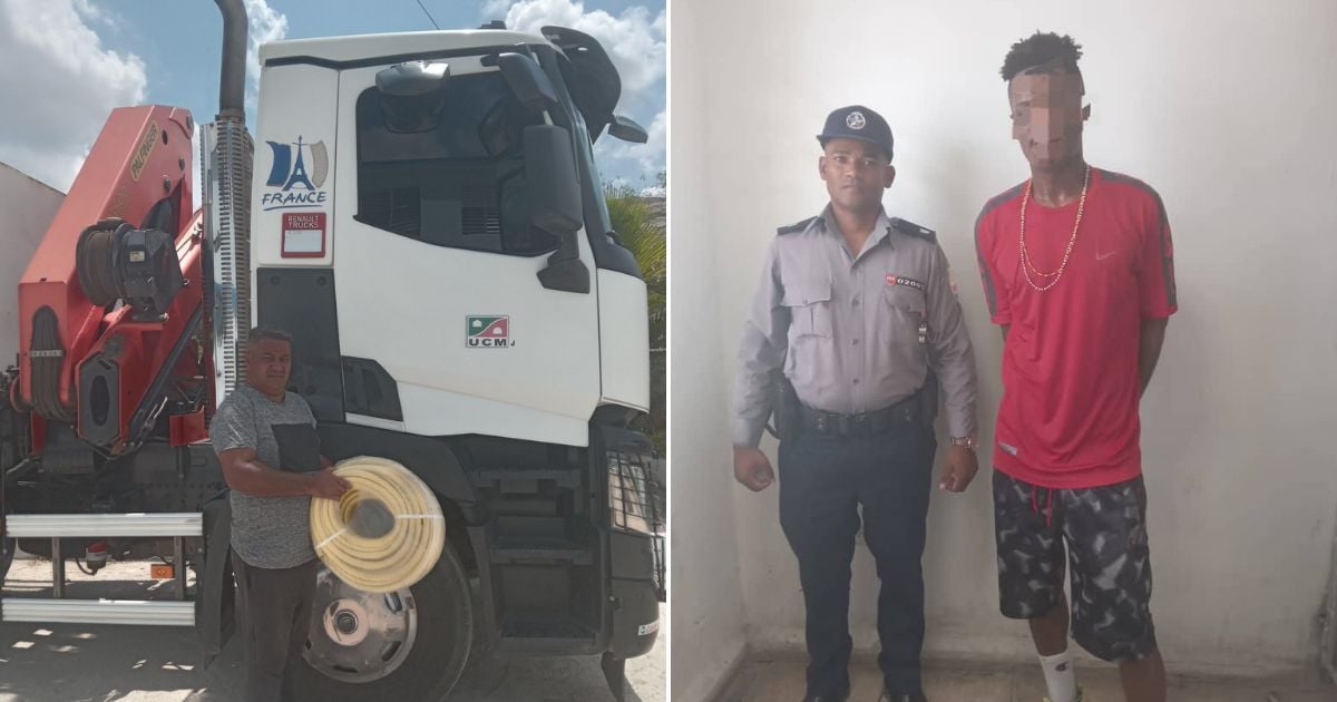 Daring Theft in Havana: Man Jumps onto Moving Truck to Steal Hose