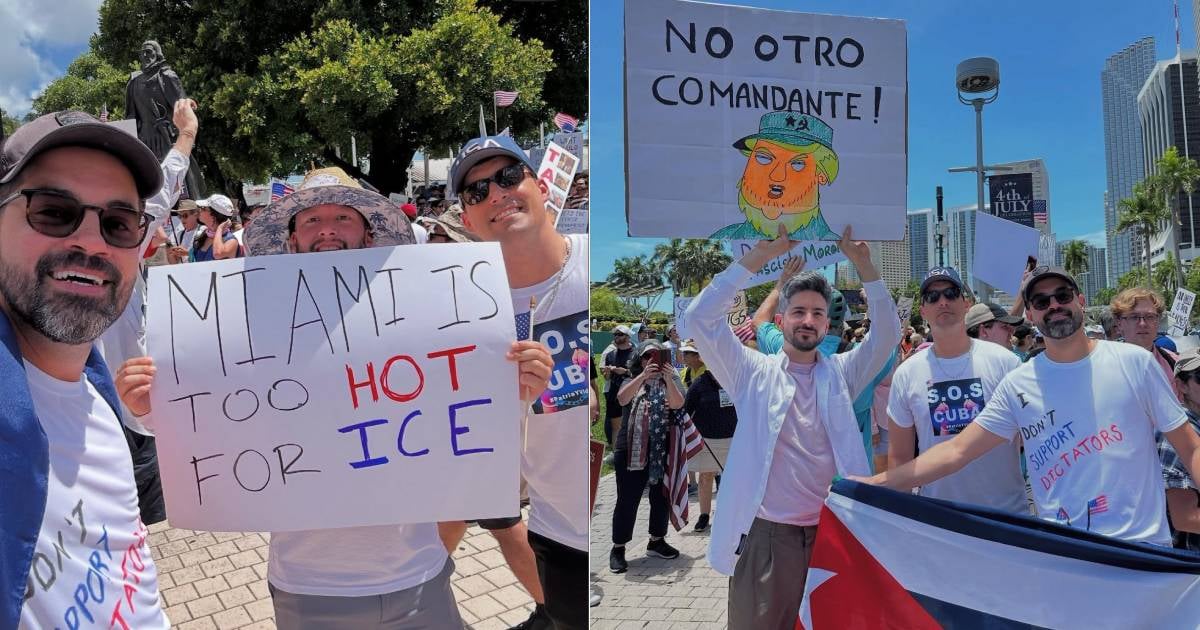 Cubanos participan en protestas contra Trump en Miami