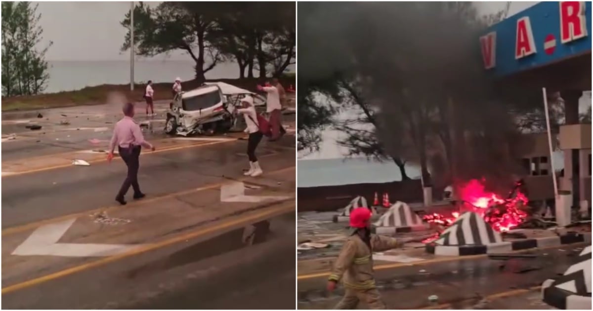 Imágenes impactantes: Choque mortal e incendio en el peaje de Varadero