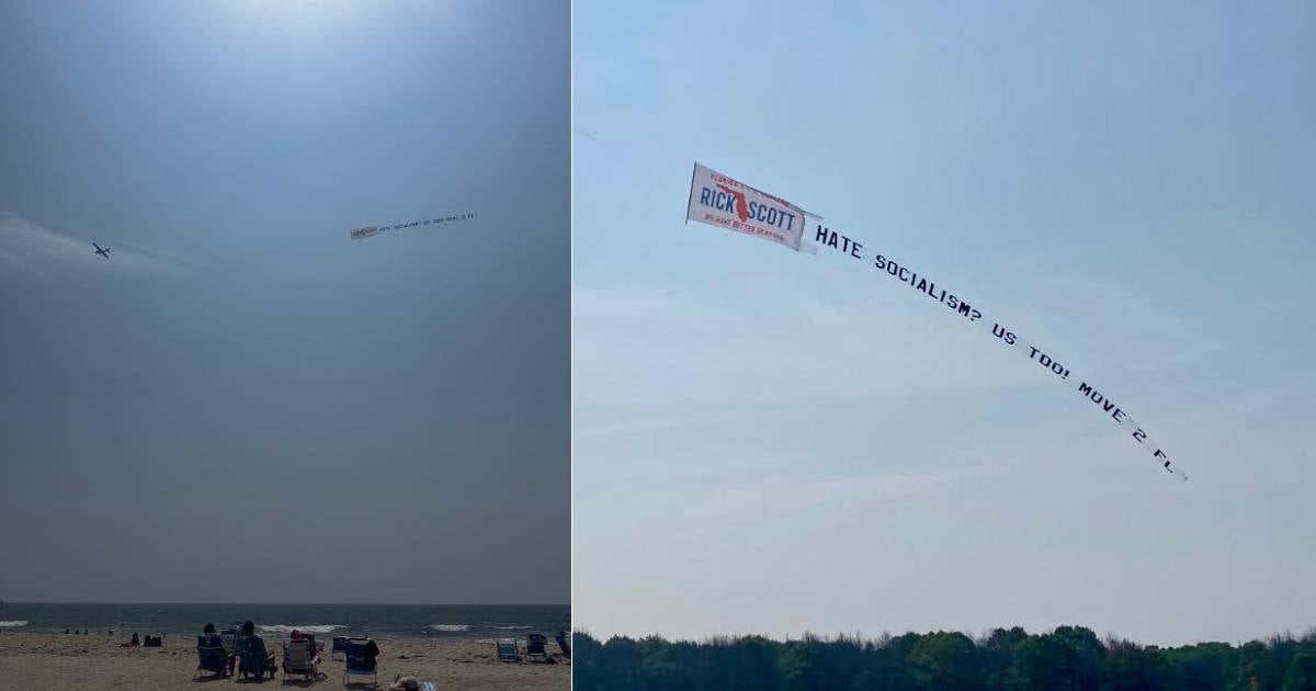 Rick Scott Sends Aerial Message to New Yorkers: "Hate Socialism? Move to Florida!"