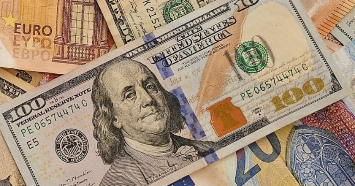 Representación simbólica de la fluctuación del mercado cambiario en Cuba con énfasis en el dólar y el euro, utilizando colores que evocan estabilidad e incertidumbre.