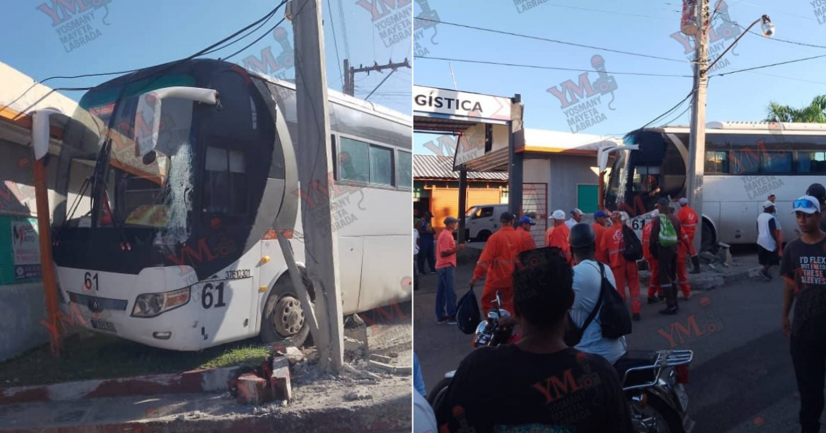Out-of-control bus drives onto a sidewalk and causes an accident in Santiago de Cuba
