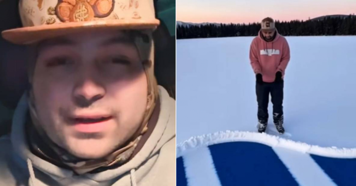 Venezuelan Artist Paints Cuban Flag in Snow, Shares Heartfelt Message from U.S.