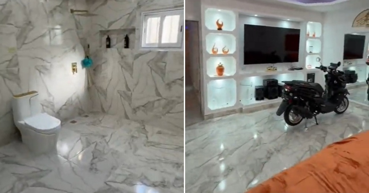 Cuban woman in the U.S. shows off her spectacular house in Cuba, but one detail steals all the attention: A motorcycle in the room!