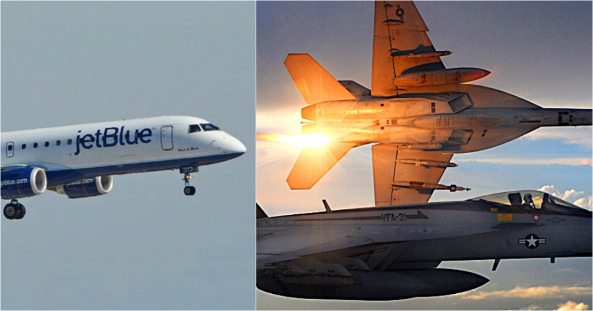 A JetBlue flight nearly collided with a U.S. military plane off the coast of Venezuela