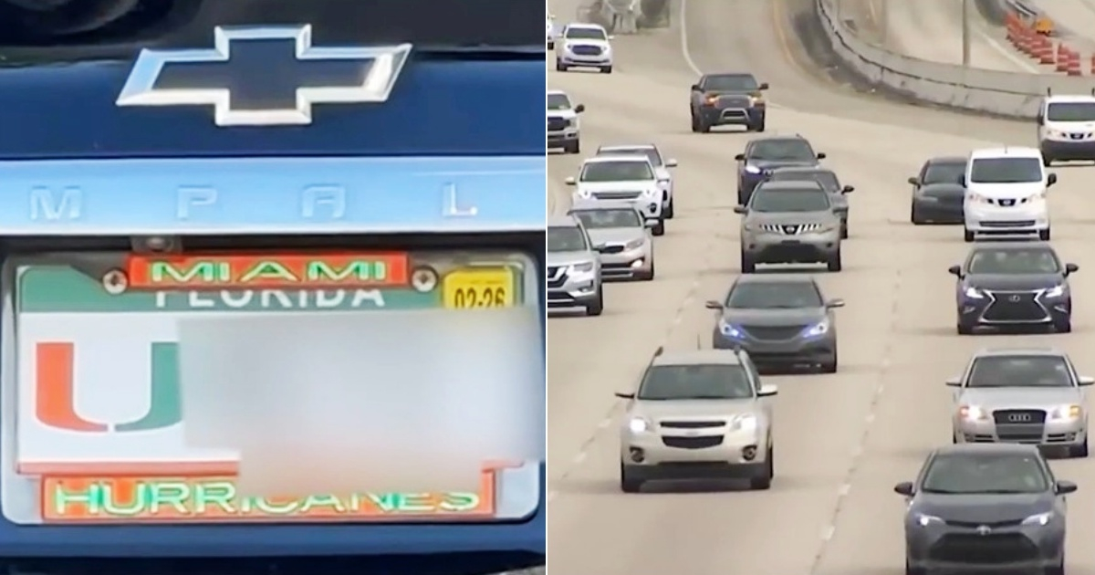 Placa de auto en Florida (i) y Autos en circulación (d) © Collage Captura de NBC Miami