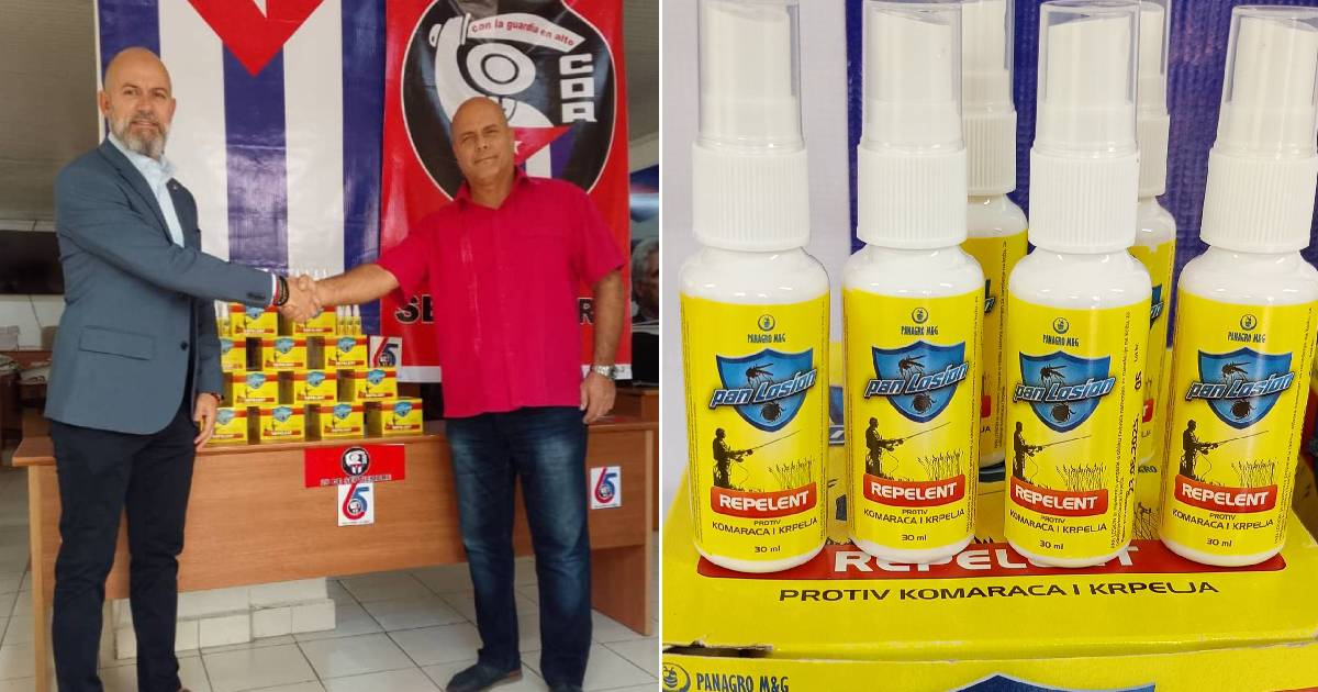 Gerardo Hernández boasts about the donation of mosquito repellents to the CDR