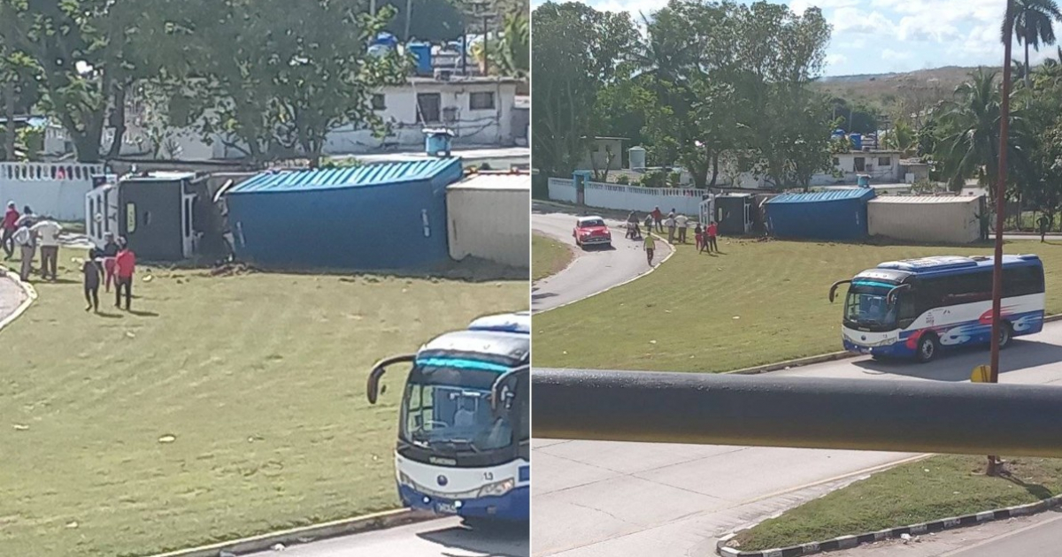 A trailer with containers overturns on the bridge at 100 and the highway to Pinar del Río