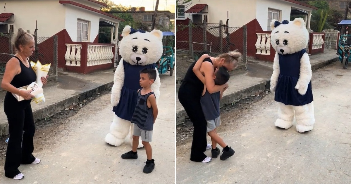 A child moves people by singing to a woman in the street in Cuba: "He made me cry with his beautiful voice."