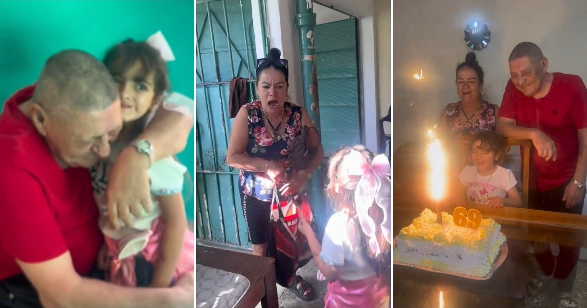 Cuban surprises her father on his 69th birthday by bringing him his granddaughter to Cuba after 3 years without seeing her: "He almost had a heart attack."