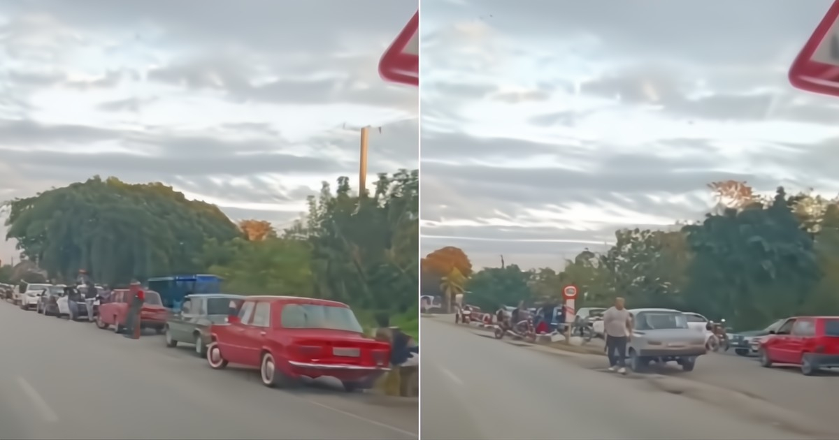 This is what Cuba looks like right now: an endless line of cars waiting to get gasoline for dollars