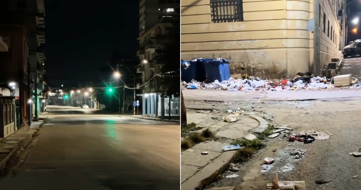 How sad! This is what the streets of Havana look like at night: empty of cars, without people, and full of trash